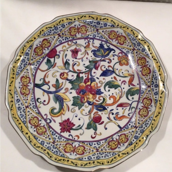 Porcelain Floral Decor Large Charger Platter/Plate Stamped 675- 12” - Picture 1 of 9